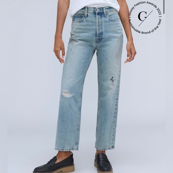 NWT Everlane 90’s rigid way-high paint splatter jeans - Picture 5 of 8